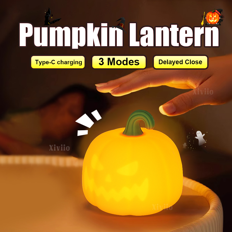 Lighting Decor For Bedroom - Halloween Pumpkin Lamp Super Soft Silicone