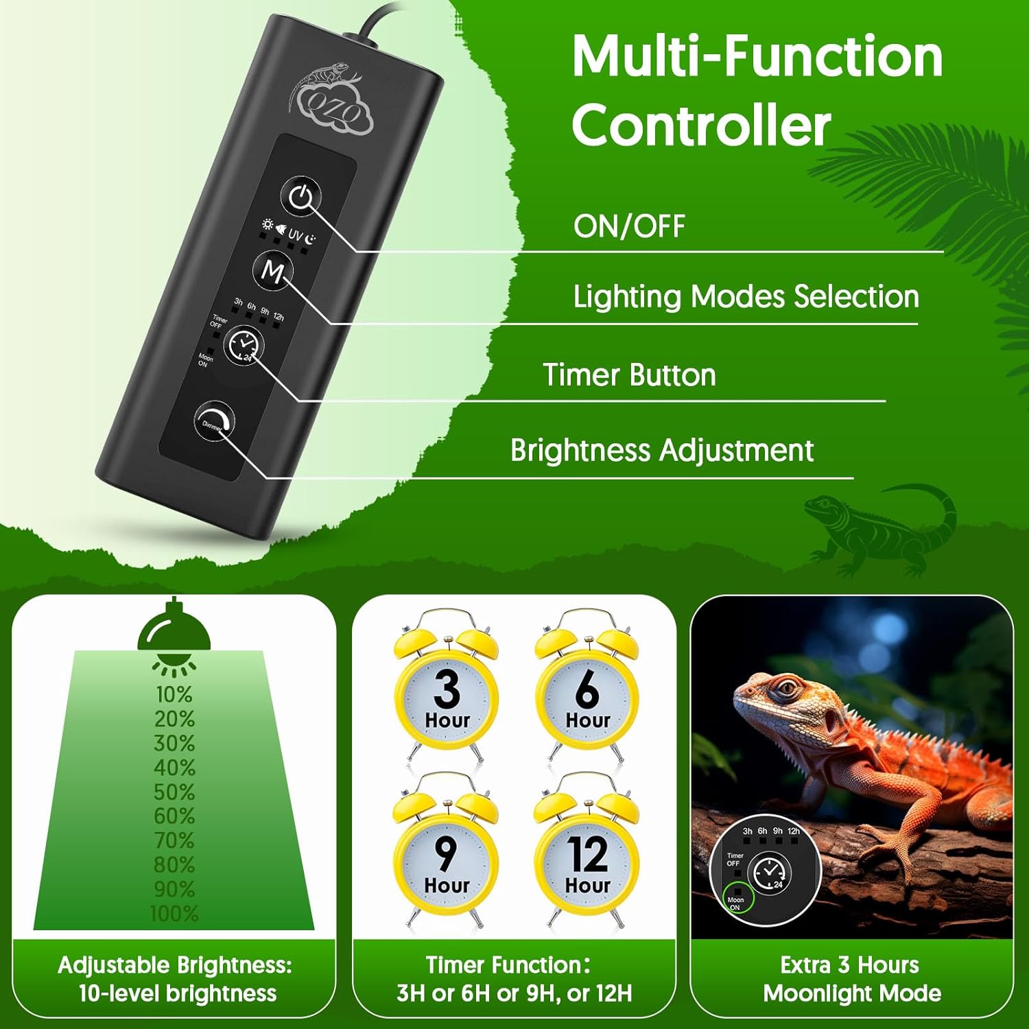 24W LED UVA UVB Reptile Lamp w - Gecko Lighting & Decor ulasan dan harga