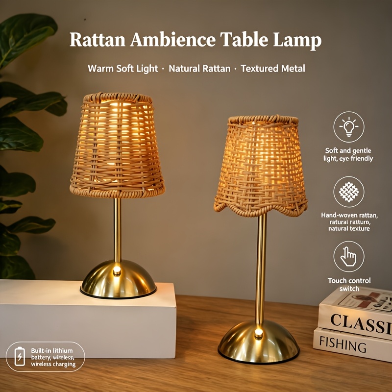 Bohemian Woven Rattan Art Tabl - Room Decor Lighting Lamp ulasan dan harga