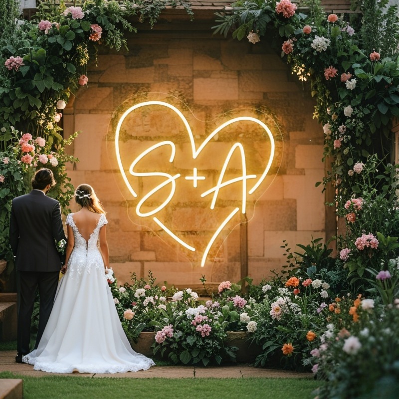 Custom Initials Heart LED Neon - Lighting Decor Items ulasan dan harga