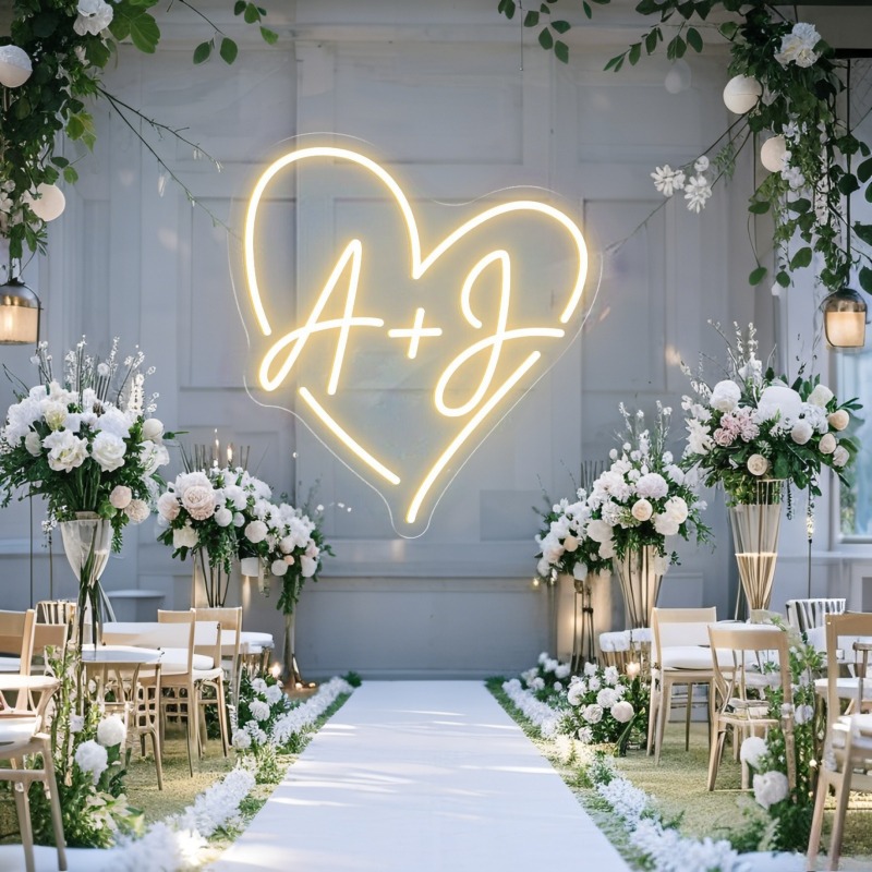 Custom Initials Heart LED Neon - Lighting Decor Items ulasan dan harga