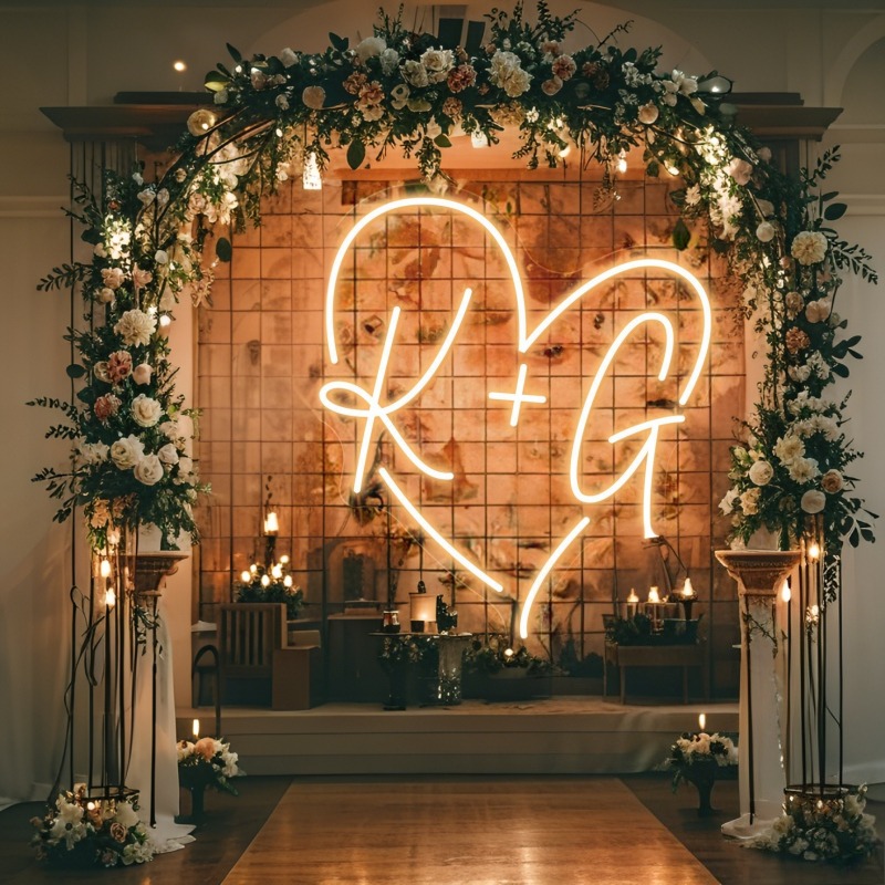 Custom Initials Heart LED Neon - Lighting Decor Items ulasan dan harga
