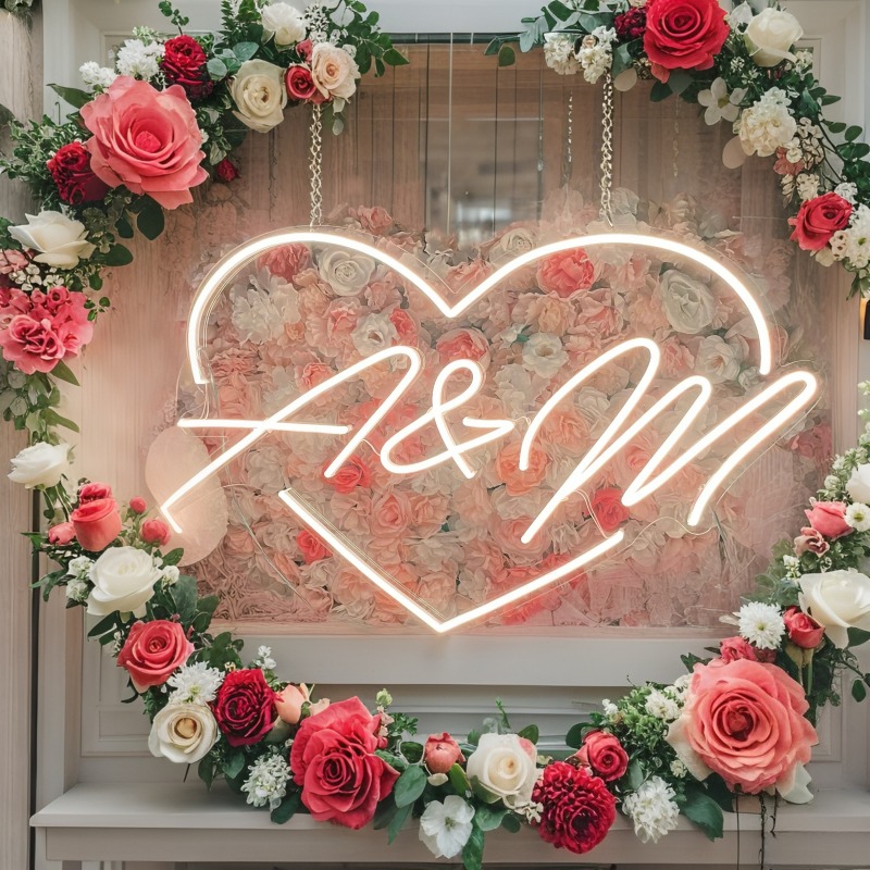 Custom Initials Heart LED Neon - Lighting Decor Items ulasan dan harga