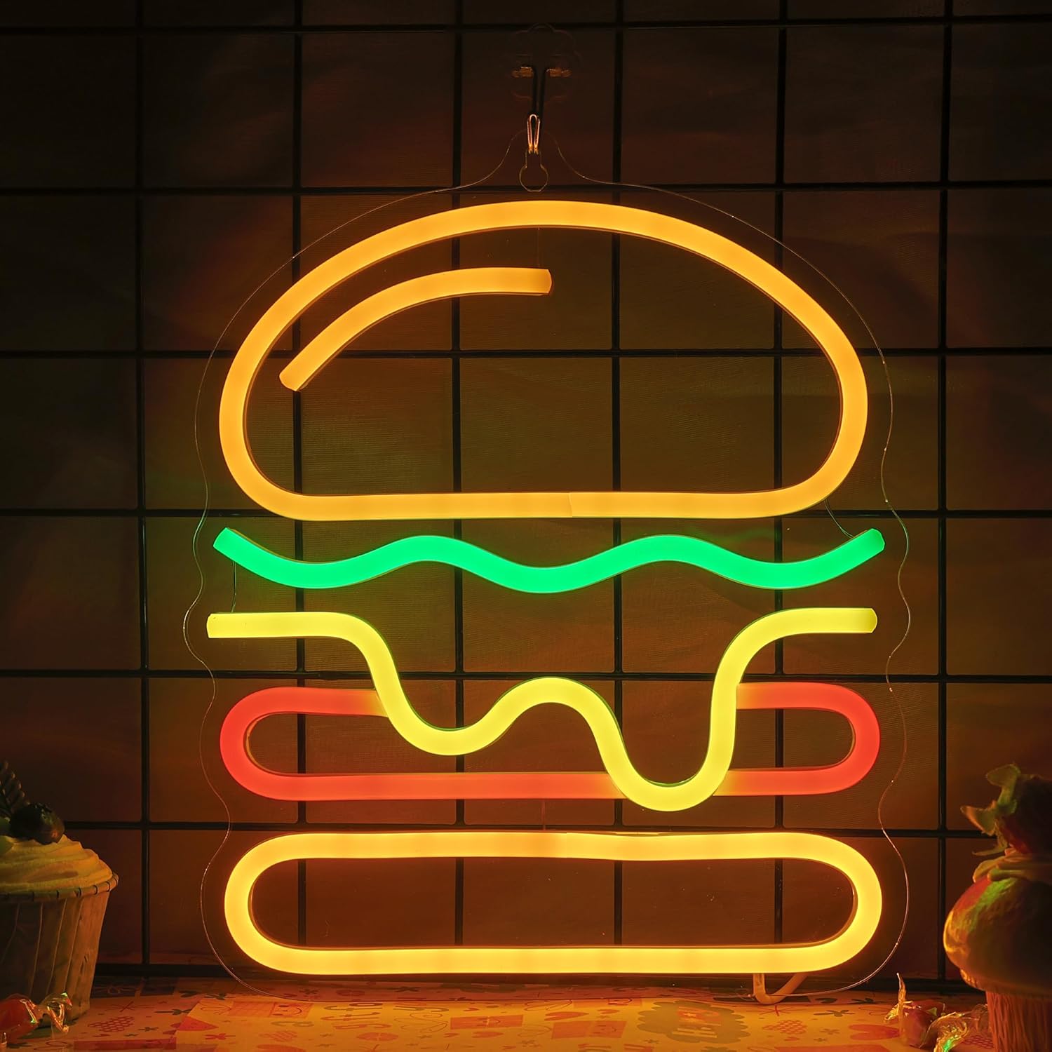 Burger Neon Sign with Layered  - Lighting Home Decor Ideas ulasan dan harga