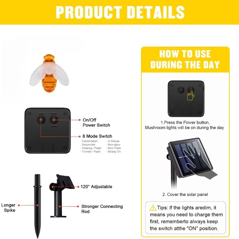 Solar Bee String Light 7m 50 L - Outdoor Lighting Wedding Decor ulasan dan harga