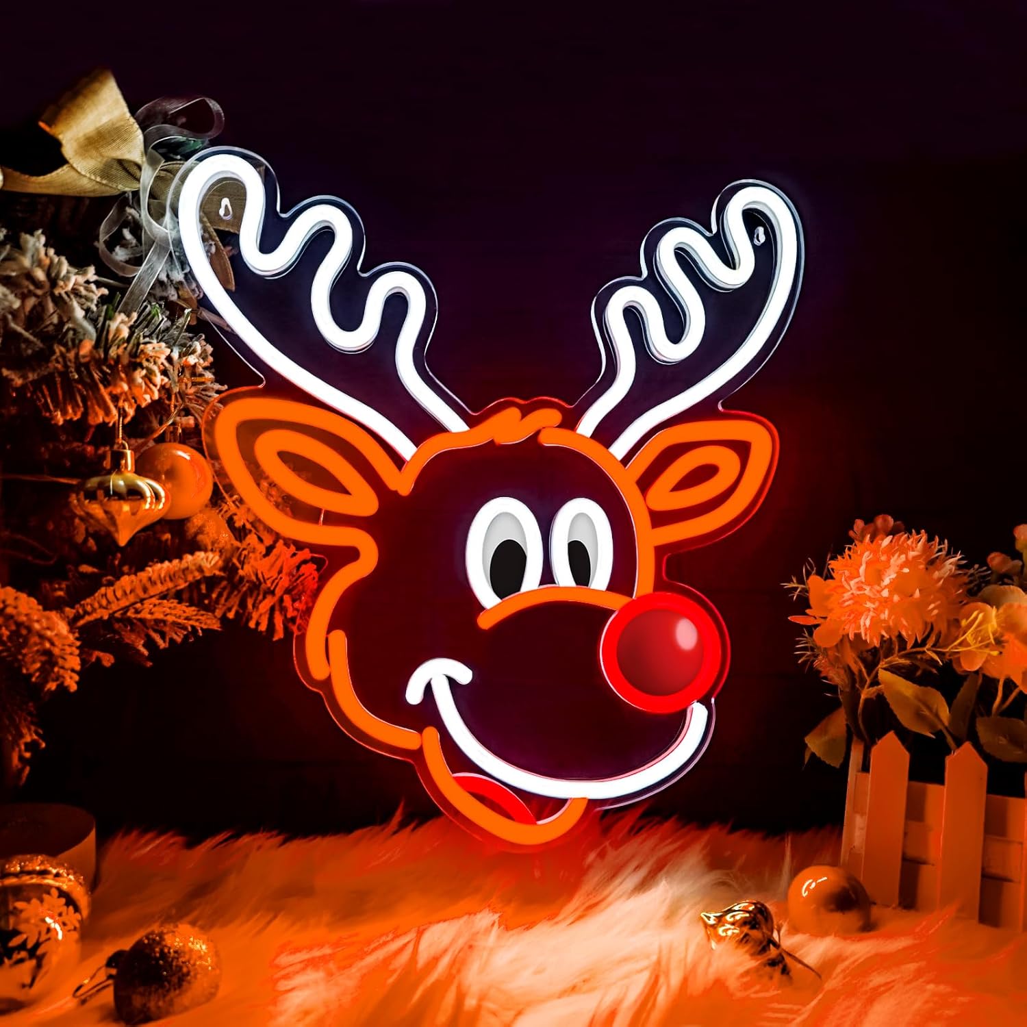 Cute Christmas Reindeer Neon S - Lighting Home Decor Ideas ulasan dan harga