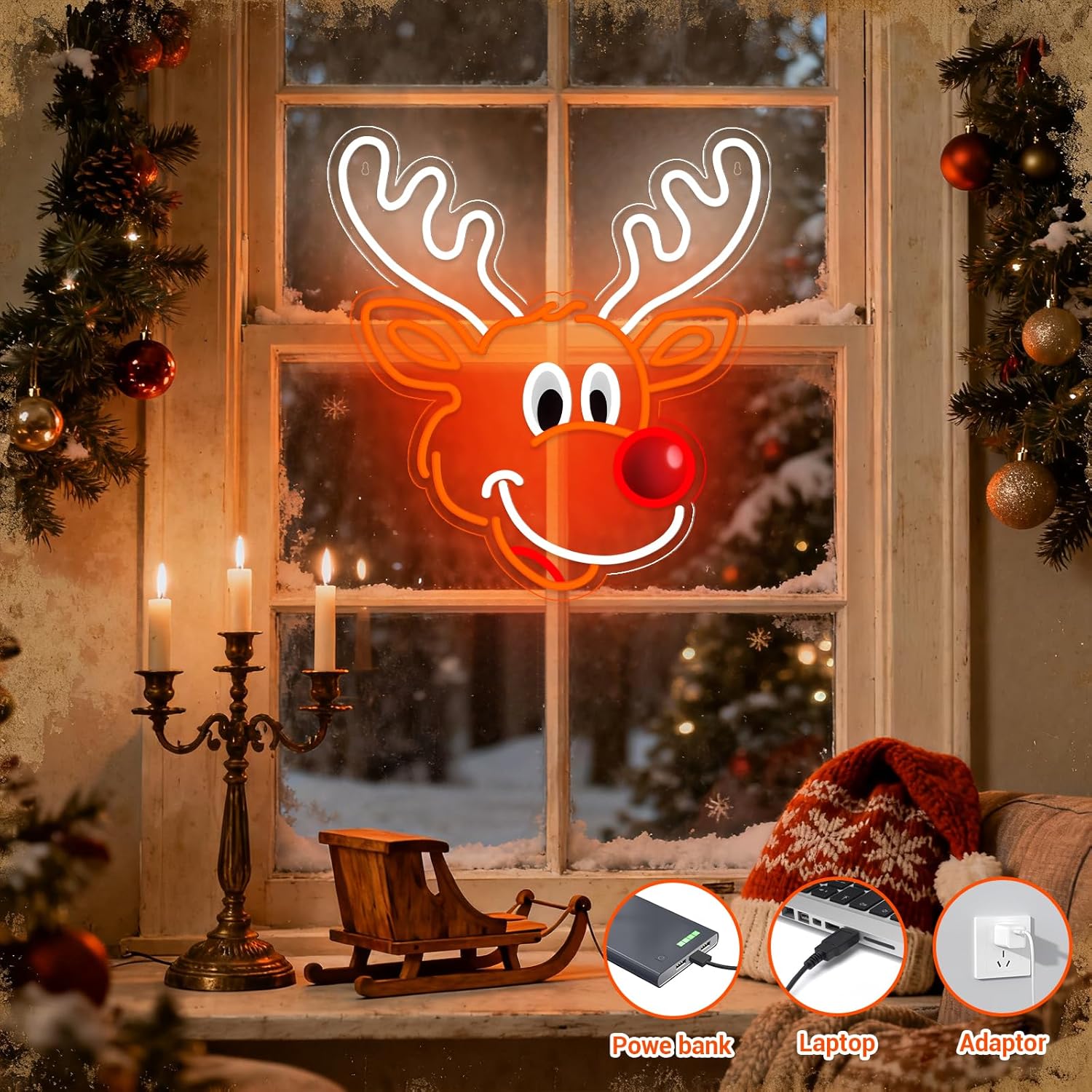 Cute Christmas Reindeer Neon S - Lighting Home Decor Ideas ulasan dan harga