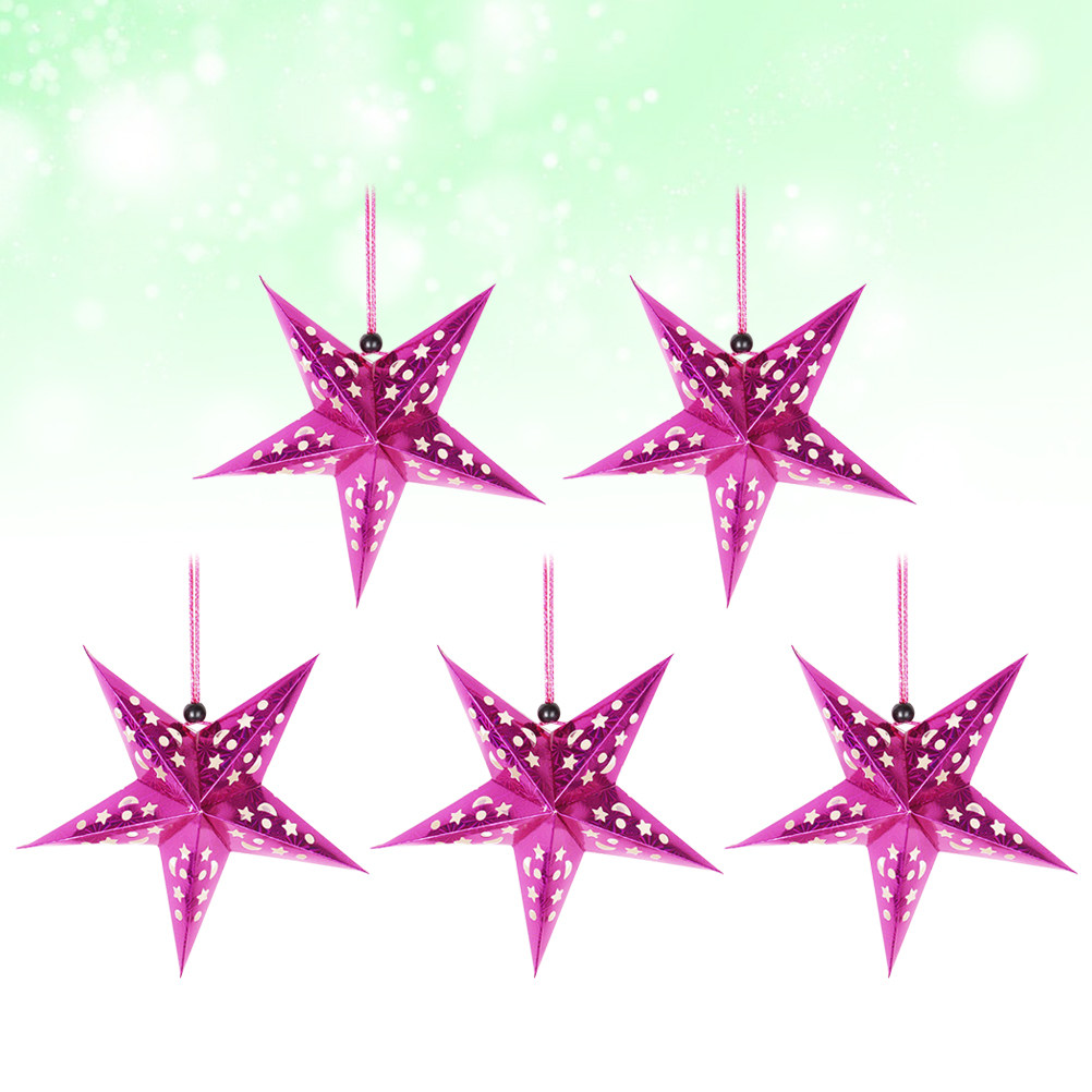 5Pcs 45Cm Shiny Paper Star Lam - Outdoor Lighting Wedding Decor ulasan dan harga